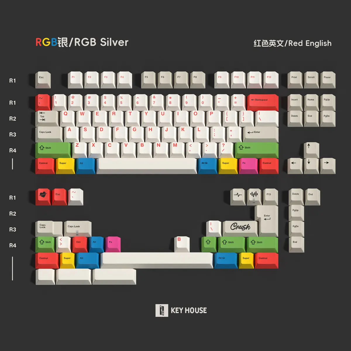 Механические кейкапы Key House Crush Theme, толщина 1,7 мм, PBT, сублимационная печать, профиль Cherry, греческие, корейские, японские клавиши (art.: 3920d7cefb043) - 3920d7cefb043