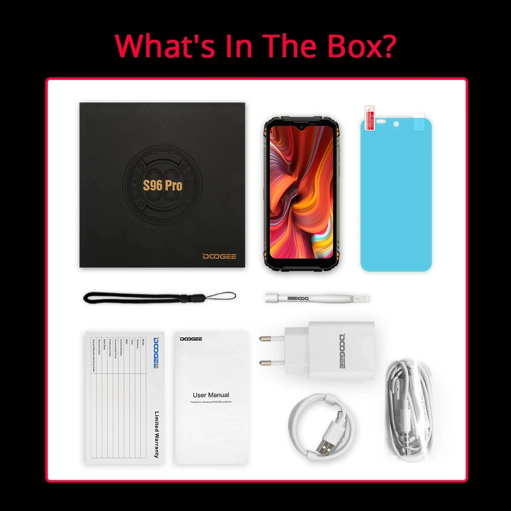 DOOGEE S96 Pro IP68 Waterproof Rugged Phone 6.22 Inch 8G+128G Smartphone Helio G90 Android 10 Mobile Phone 6350mAh NFC On Sale