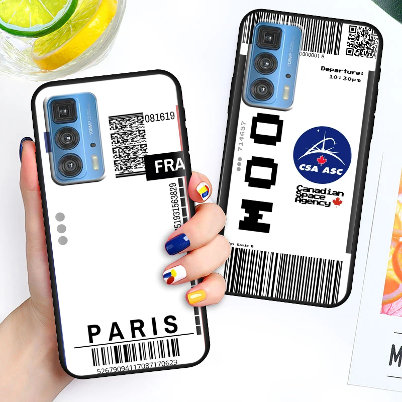 

Travel Ticket Label Barcode For Motorola Moto E6s 2020 Edge S Pro X3 E7i Power E20 20 Pro Lite Soft Black Phone Coque Fundas