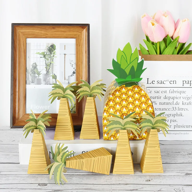 

5/10Pcs Coconut Palm Tree Pineapple Candy Boxes DIY Hawaii Chocolate Box Tropical Party Favor Box Hawaiian Party Supplies