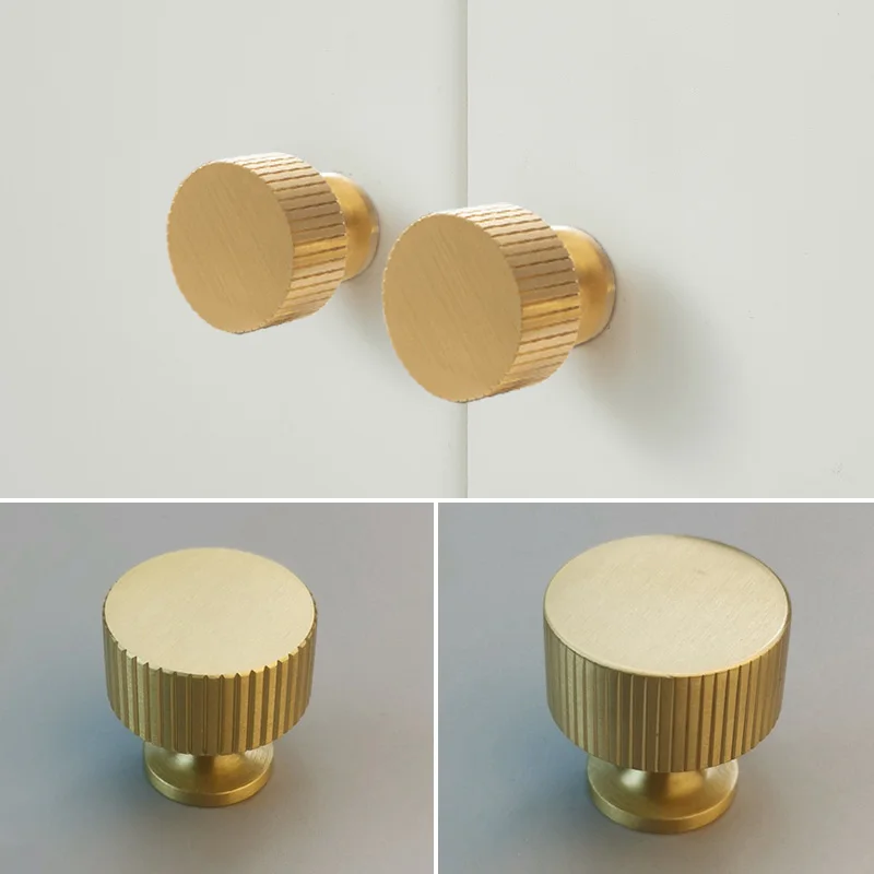 

Antique Bronze Vertical Lines Solid Brass Drawer Knobs Bedroom Pulls Kitchen Cabinet Door Handle Gold Pull Pure Copper Handle