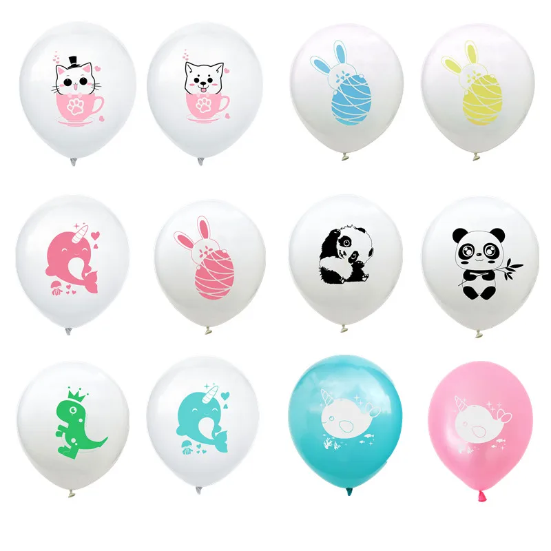 

10 Pcs/set 12 Inch Cartoon Animal Latex Balloons Dinosaur Panda Dog Dolphin Balloons Baby Shower Kids Birthday Party Decorations