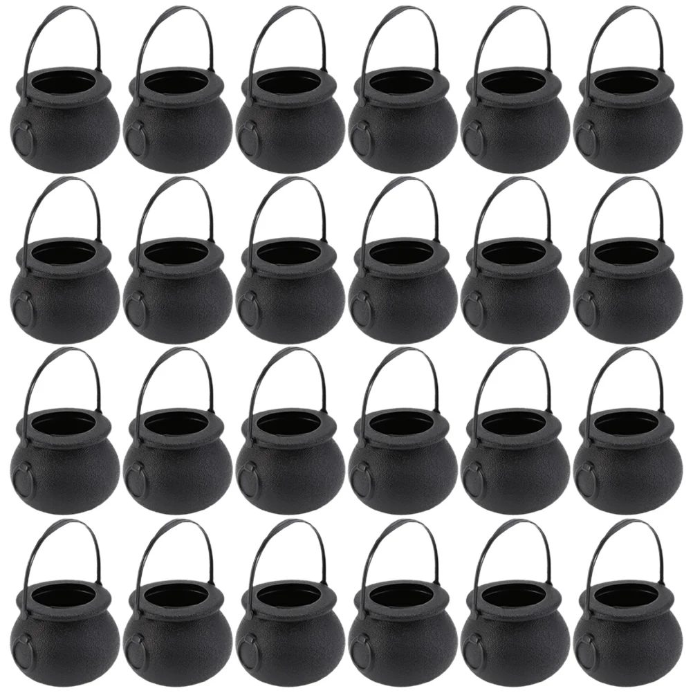 

24 Pcs Gift Basket Plastic Hamper Halloween Candy Bucket Portable Black Witch Jar Party Pp Small Handheld Buckets
