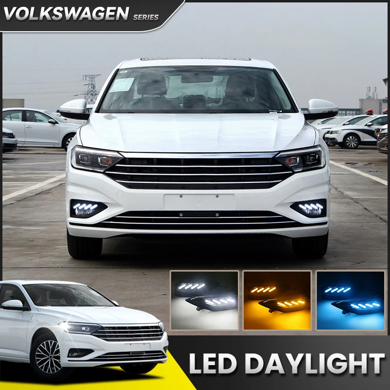 

1 Set 12v LED For Volkswagen VW Jetta Sagitar 2019 2020 20201 DRL Daytime Running Lights Daylight ABS Fog Lamp Cover