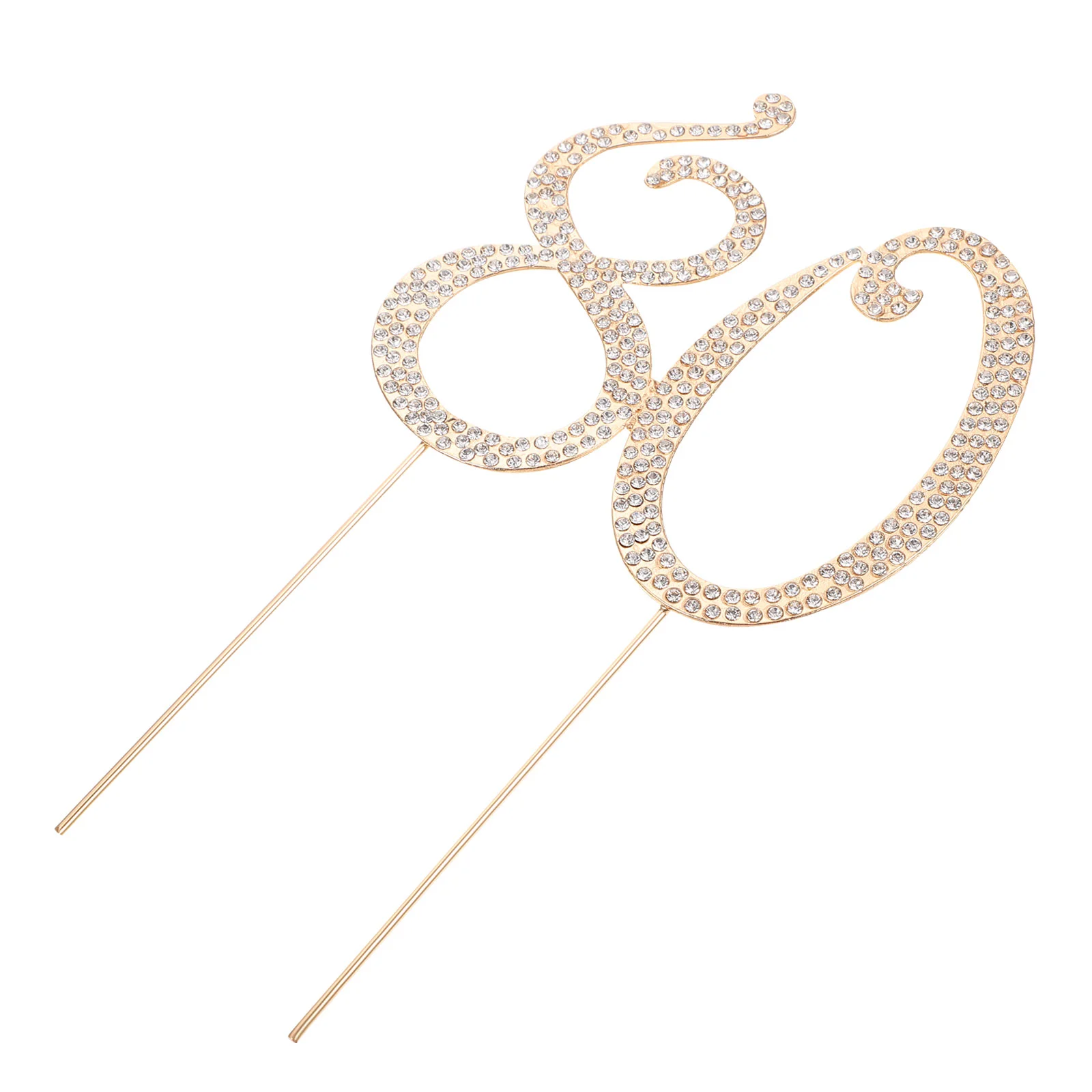 

80th Birthday Cake Topper With Rhinestone Decor Glitter Ornament Party Favor