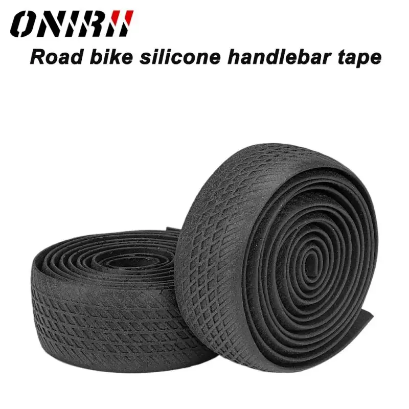 

ONIRII Handlebar Tape with End Plug Road Bike Silicone BarTape Shock Absorption Anti-slip Durable Reusable Light wrap Tape