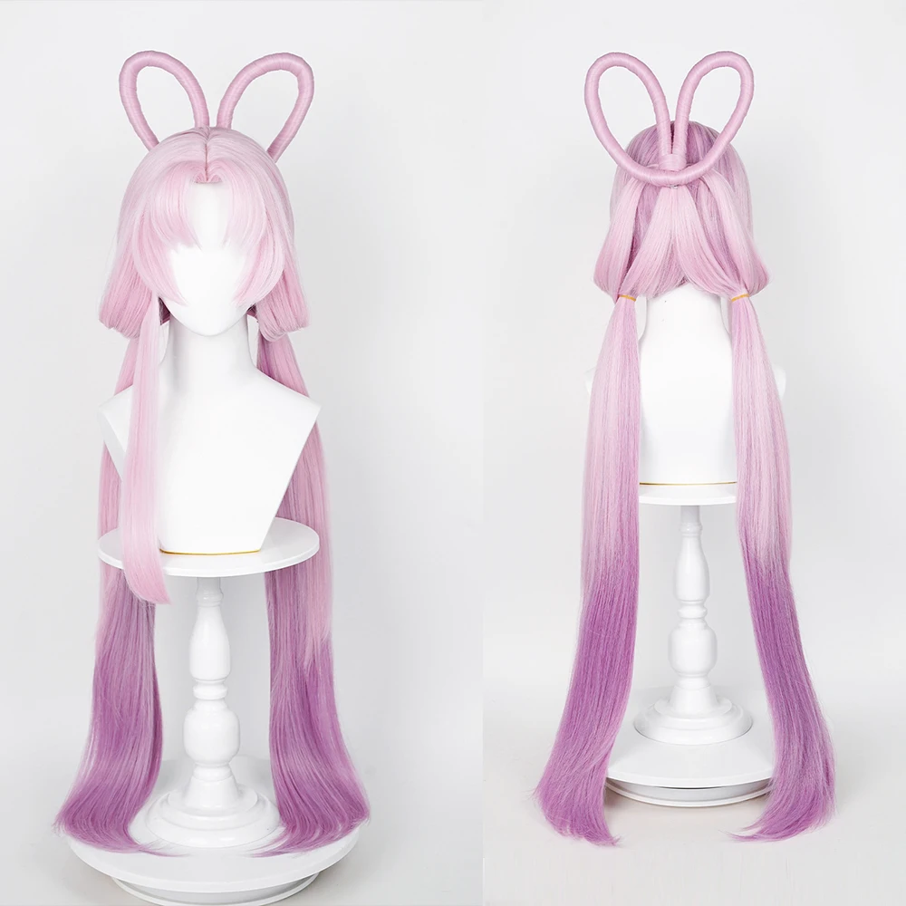 Honkai Star Rail Fu Xuan Парик Синтетический Длинный Прямой Розовый Ombre Фиолетовый Женский