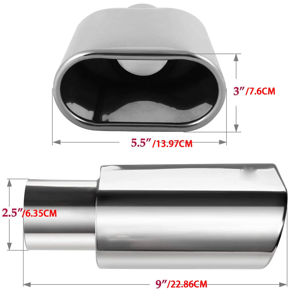 Квадратный наконечник для выхлопной трубы 2 5 дюйма на входе 3 x выходе 9 дюймов