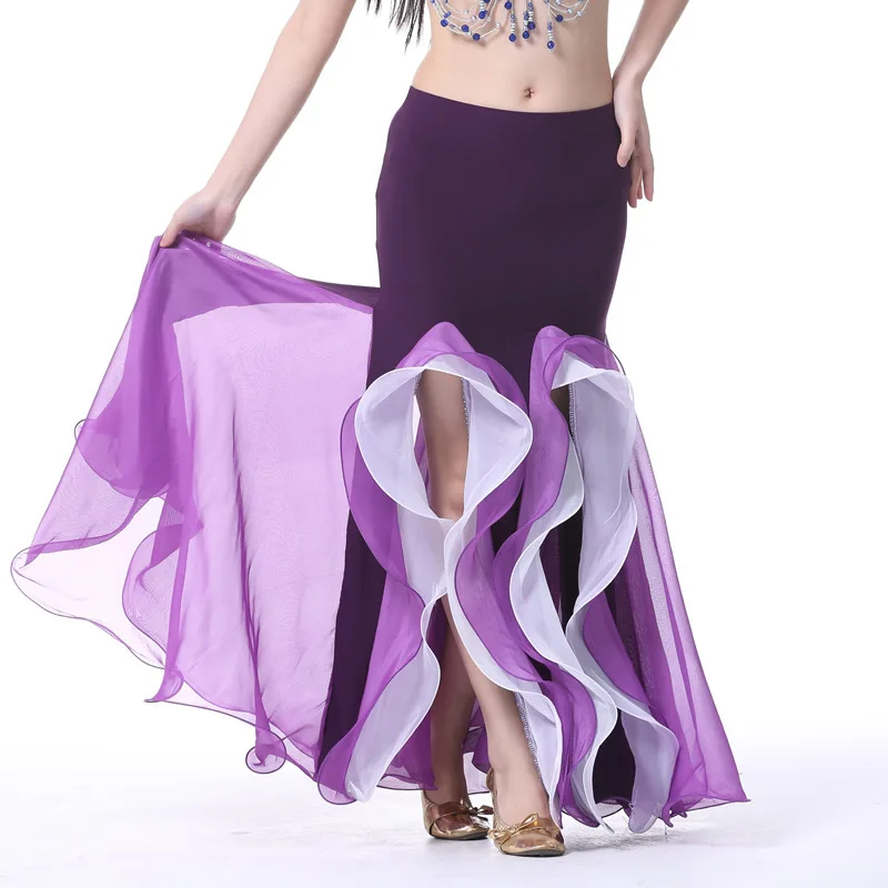 

1pcs/lot woman belly dancing ruffles skirt female performance dancing skirt
