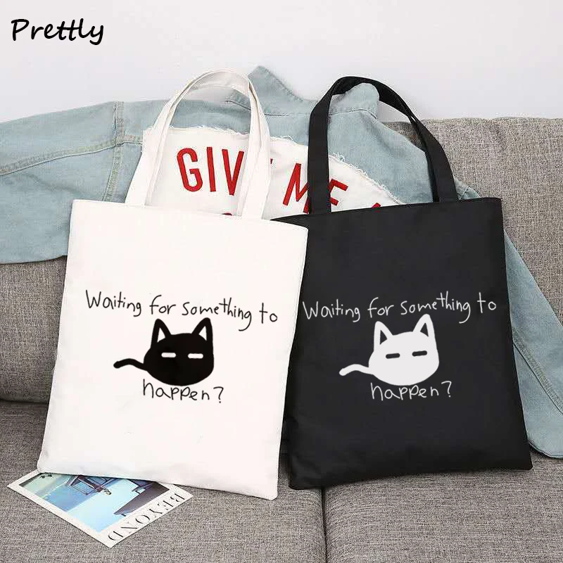 

Японская Сумка-тоут из текстиля Omori манга графическое, Мультяшные многоразовые сумки через плечо, женские студенческие черные и белые сумки...