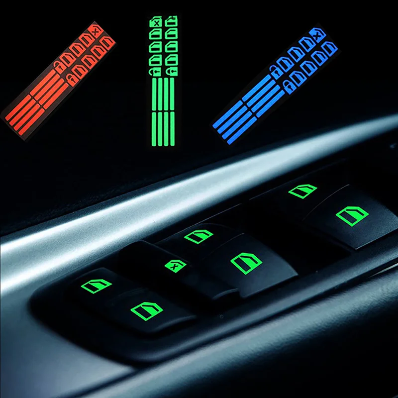 

Автомобильный стеклоподъемник светящийся переключатель кнопка наклейки дверь окно Лифт Ночная безопасность переключатель украшение флуоресцентные наклейки