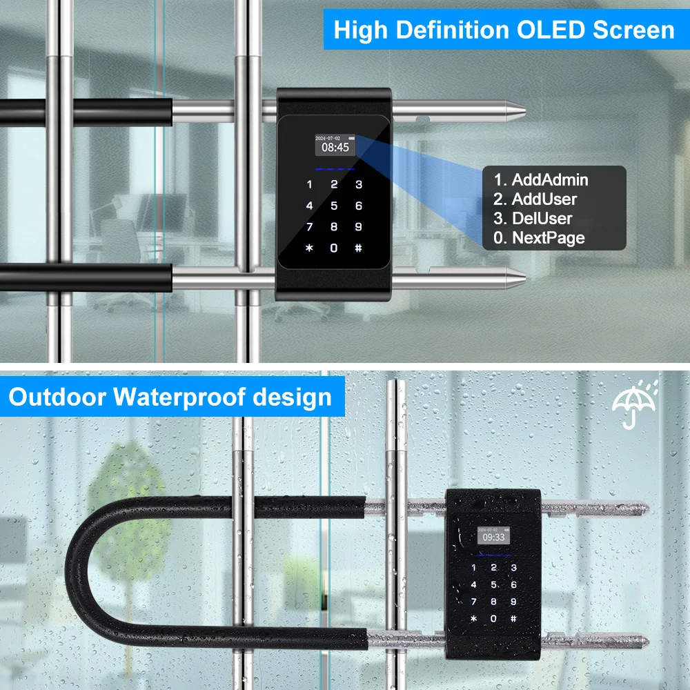 Водонепроницаемый Bluetooth Tuya замок с отпечатками пальцев U-образный пароль дверной