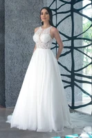 vestidos de novia 2022 mariage bride dresses with sleeveless tulle a line o neck bridal gowns custom mariage dresses