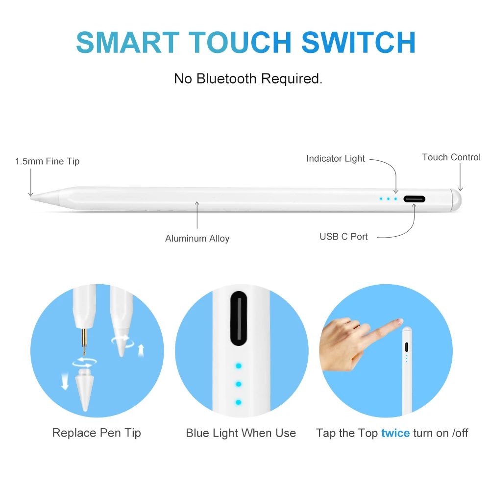 Стилус Apple Pencil 2 и 1 для ipad 2022 2021 2020 2019 Air 5