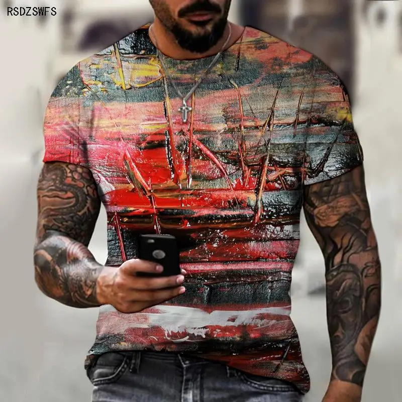 

Retro Wild Street Art 3d Printed T-shirt Men's Casual O-neck Men's Short-sleeved Funny 2021 Summer Tops