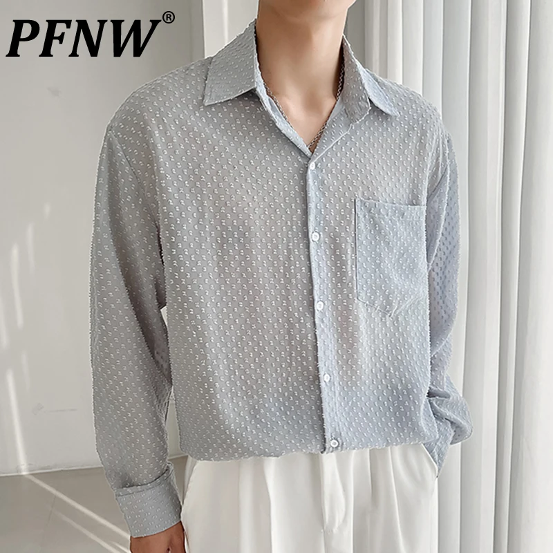 

Рубашка PFNW Мужская жаккардовая, нишевая модная темная одежда, красивый мешковатый уличный Повседневный Топ, 28A1747, весна-лето