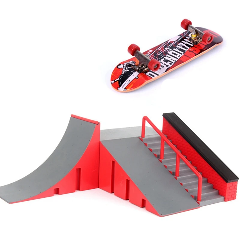 

Finger Skate Park Kit Ramp Parts with 1 Finger Skateboard Mini Scooter Scene for Finger Skateboard Training Prop