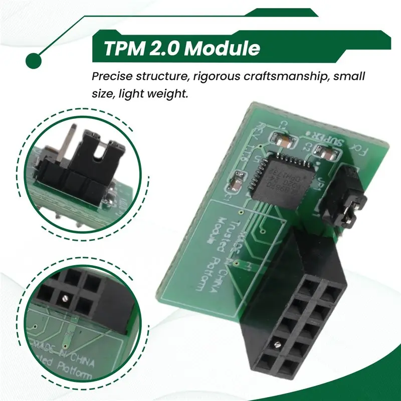 1 шт. 10-контактный модуль SPI TPM 2.0, зеленый модуль Trusted Platform для Supermicro AOM-TPM-9670H (art.: 3920dbcdc0ee8) - 3920dbcdc0ee8