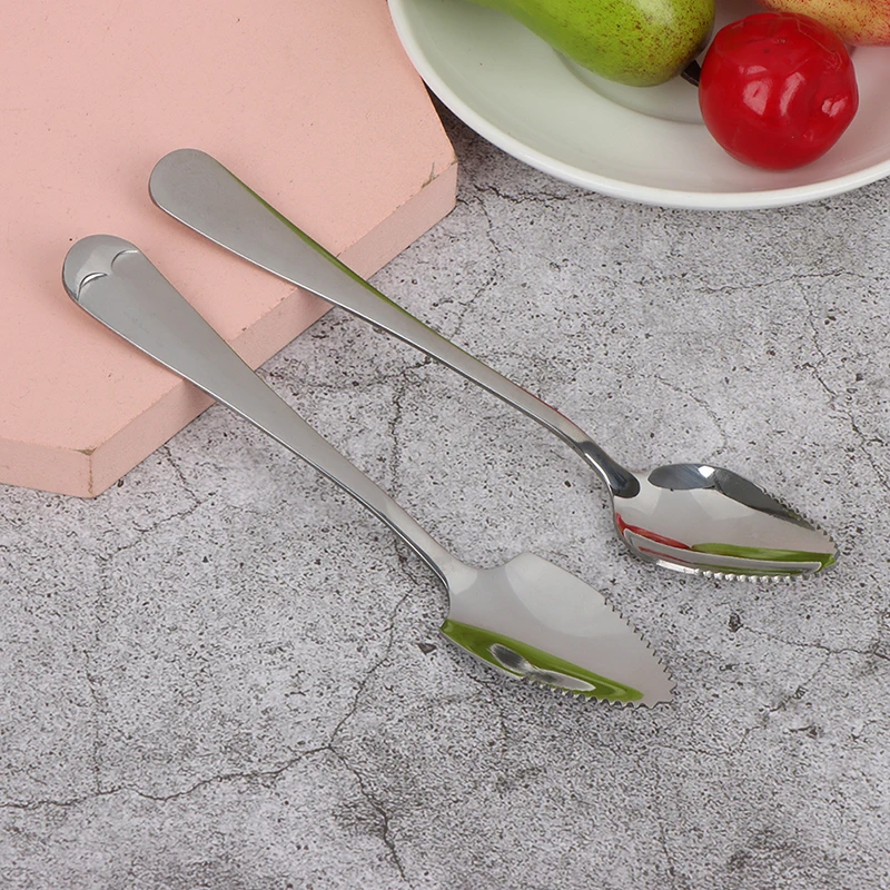 

1PC Fruit Spoon Stainless Steel Grapefruit Spoon for Ice Cream Fruit Serrated Edge Fruit Coffee Stirring Spoons Tea Spoons