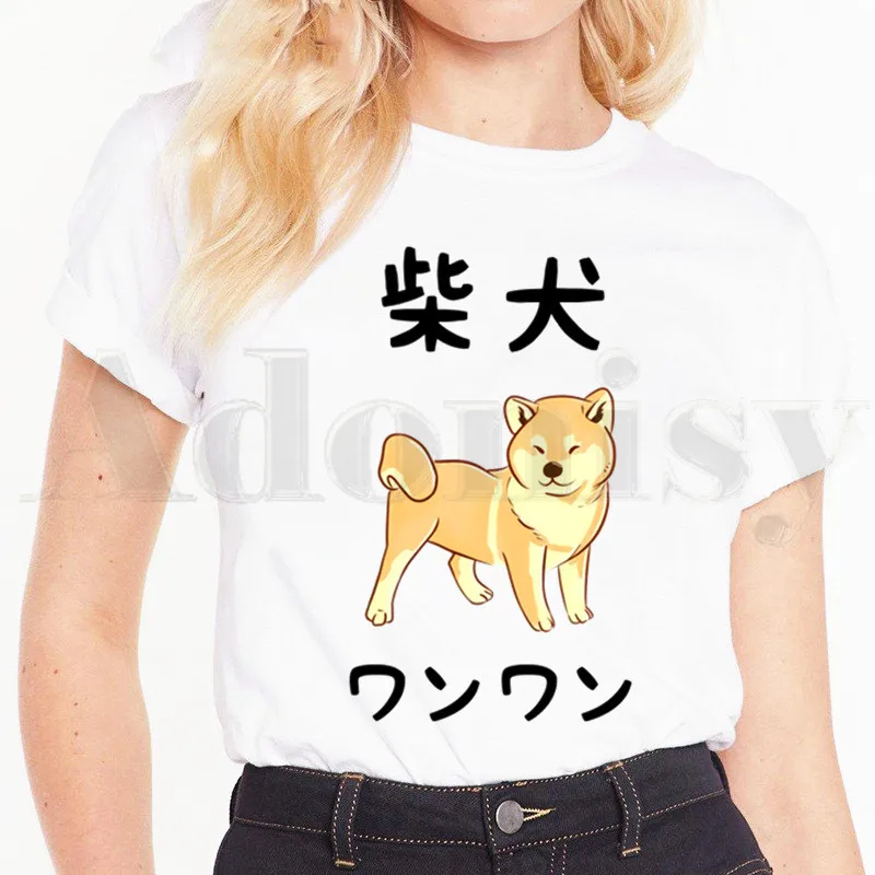

Shiba Inu Dog Japanese Print Funny Animal Harajuku Short Sleeve Female Tops Women's T-shirt