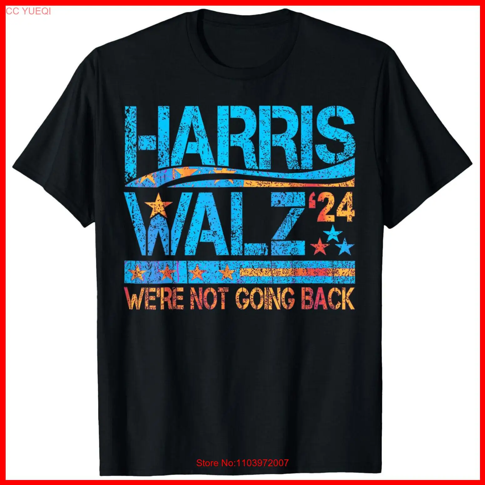 Черная хлопковая футболка с надписью Harris Waltz 2024