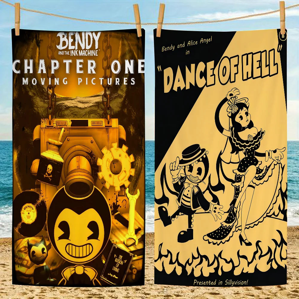B-Bendy A-And The L-Ink M-Machine Быстросохнущее Пляжное Полотенце Из Микрофибры Супер