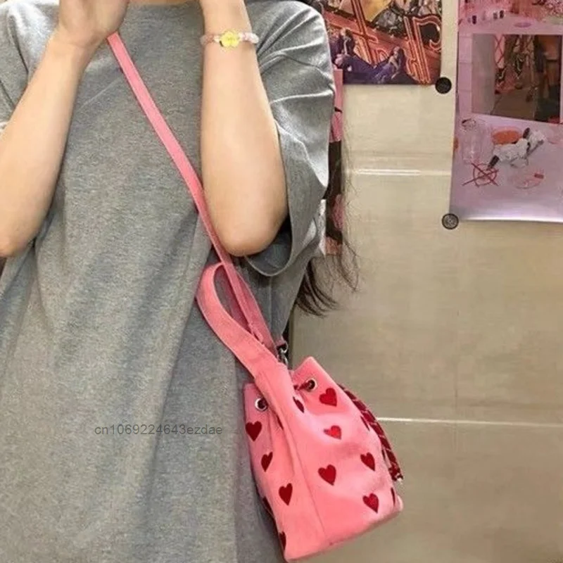 Fashion Embroidery Canvas Handbag For Y2k Girl New Trend Summer Shoulder Mini Bag Women Korean Style Street Harajuku Bags
