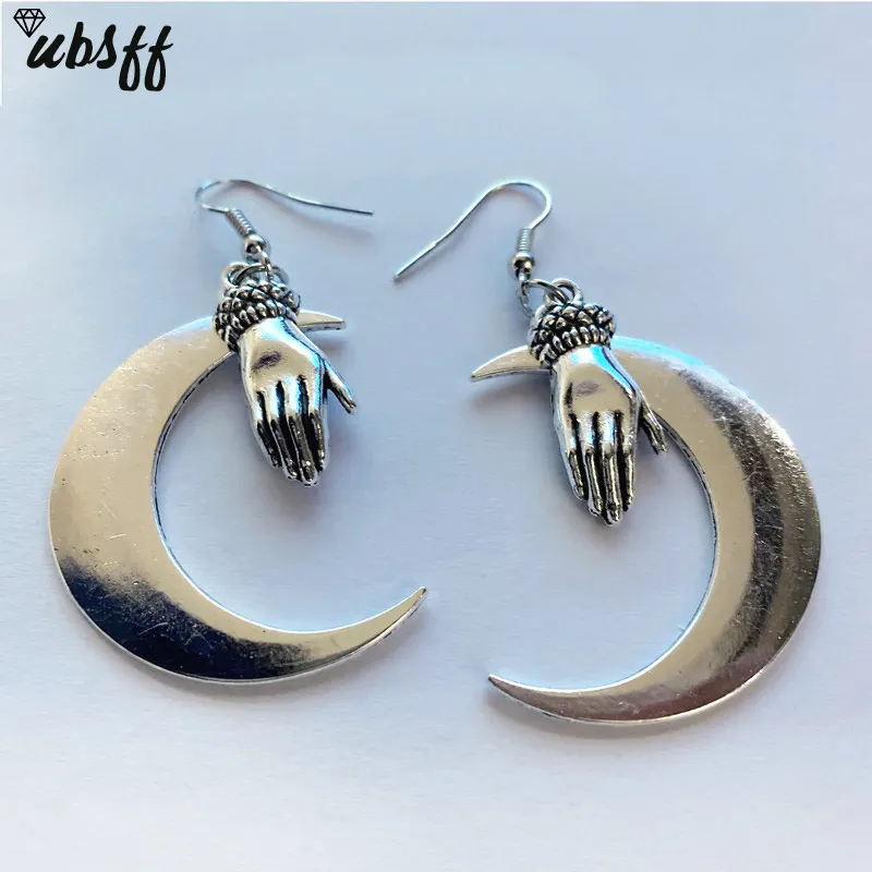

1Pair Moon hand earrings Witchy alternative goth witch gothic boho celtic Pagan earings fashion jewelry 2022