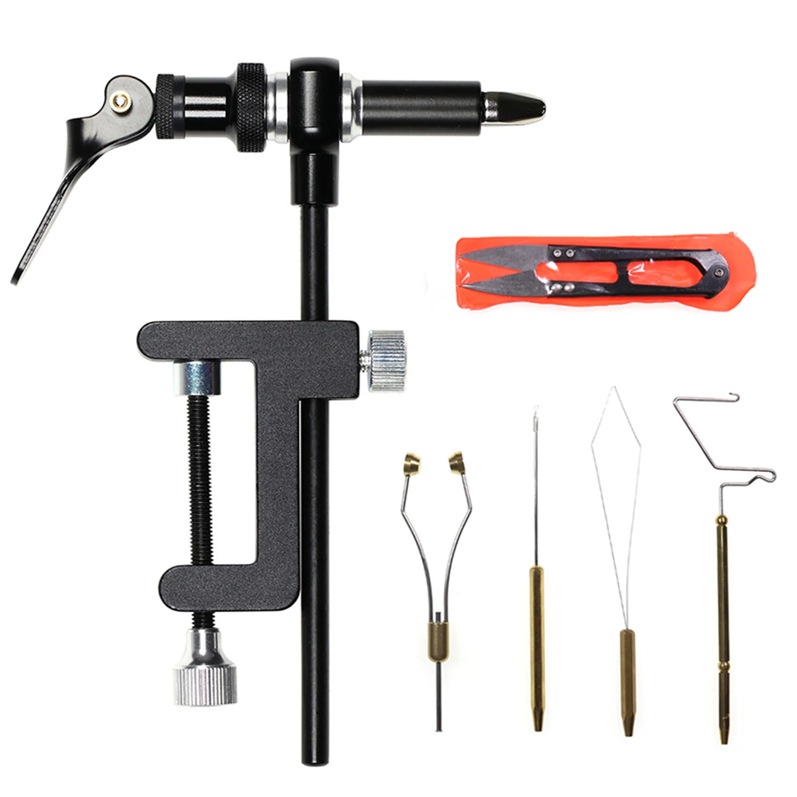 Fishing Fly Tying Tools Combo Kit Fly Tying Vise Bobbin Holder Threader Needle Whip Finisher Scissors Tools