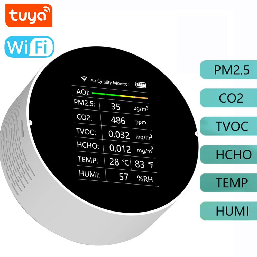 

Z50 WiFi CO2 Meter Multifunctional Air Quality Detector PM2.5 TVOC CO2 HCHO Temperature Humidity AQI Detector Gas Analyzer