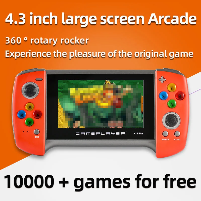 

Hot Hand-held Game Player Nostalgic Retro Game Console 4.3 Inch Screen X18 Plus for Children Gift 360 Rocker 10000+ Games