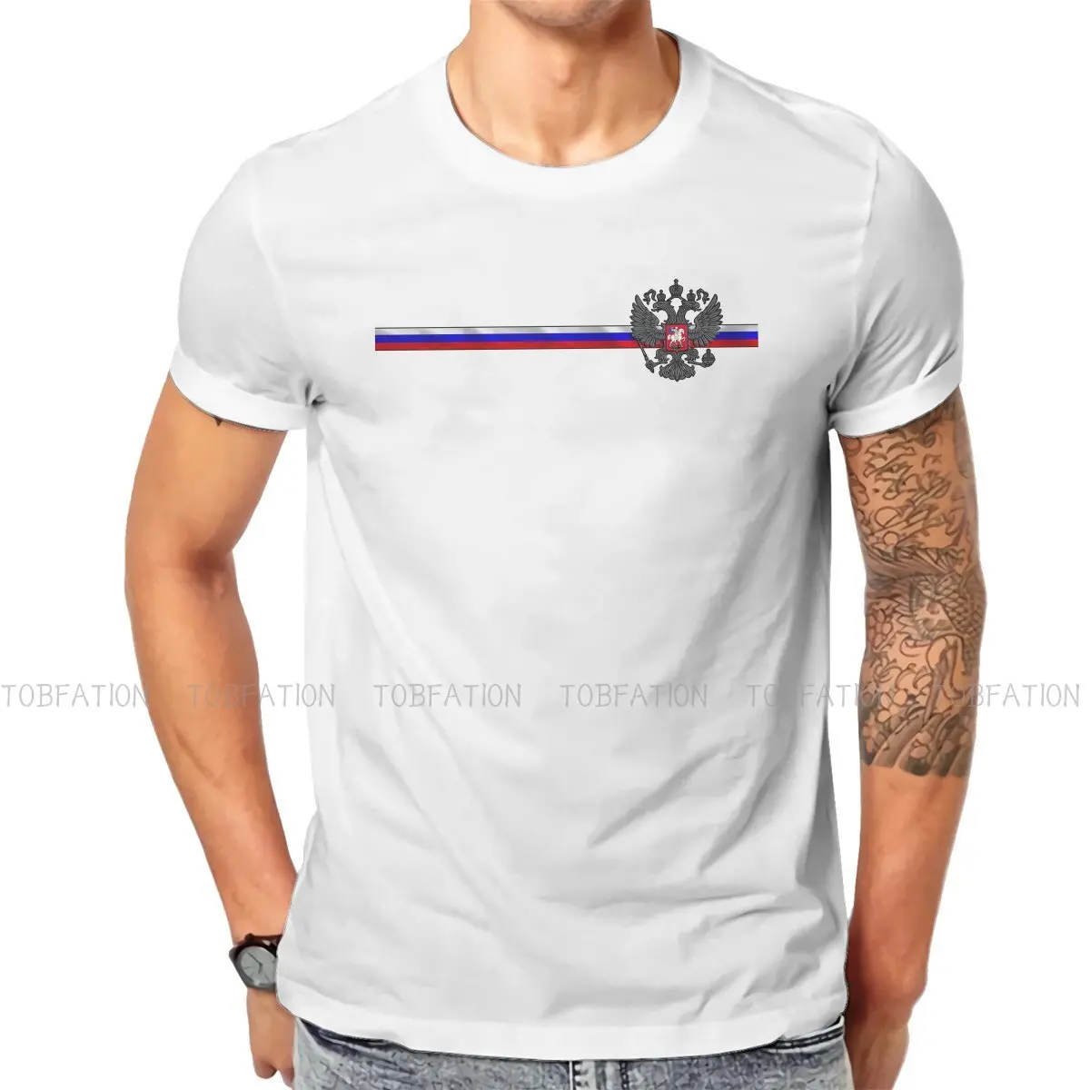 

Russian Flag T Shirt Classic Fashion Summer Oversized Cotton Men's Tees Harajuku Crewneck TShirt