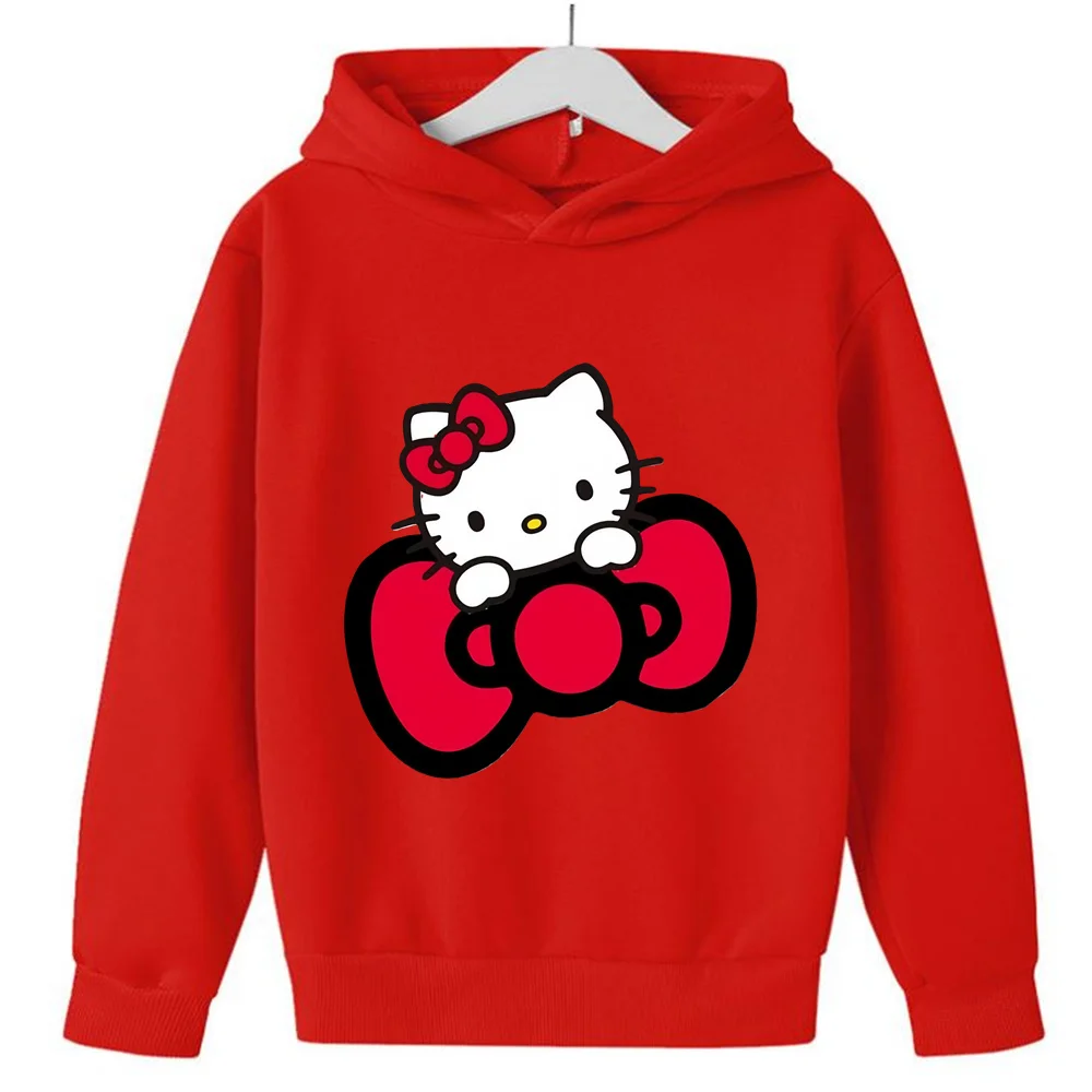 Модная толстовка с капюшоном Hello Kitty Детский милый Свитшот Sanrio одежда для манги