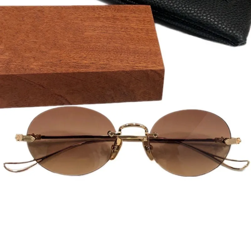 Lux CHRetro-Vintage Desig Oval Rimless Sunglasses UV400 Retro-Vintage 925 Silv Lightweight Pure-Titanium Goggles Unisex