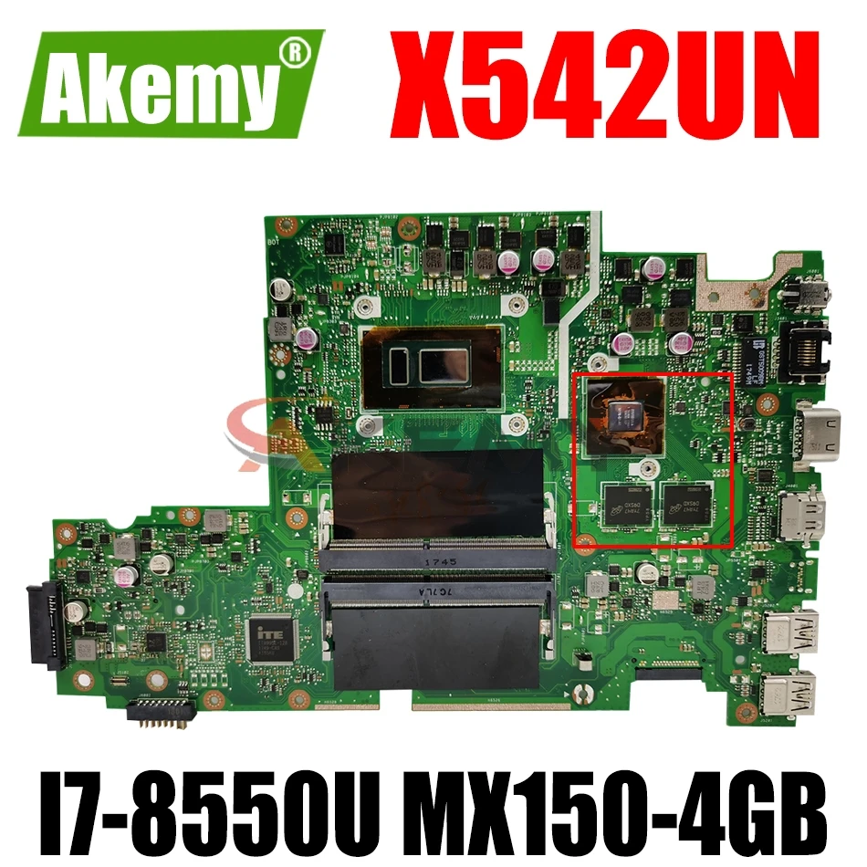 

AKEMY X542UN Laptop Motherboard For ASUS VivoBook 15 FL8000UN V587UN X542UR X542UQ X542U Original Mainboard I7-8550U MX150-4GB