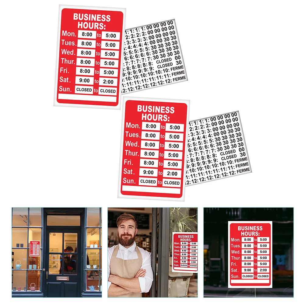 

2 Sets Double Sided Hours Stickers Wtips Open Signs Business The Sign Business Hours Signage Shop Sign Hour Open Closed Signs