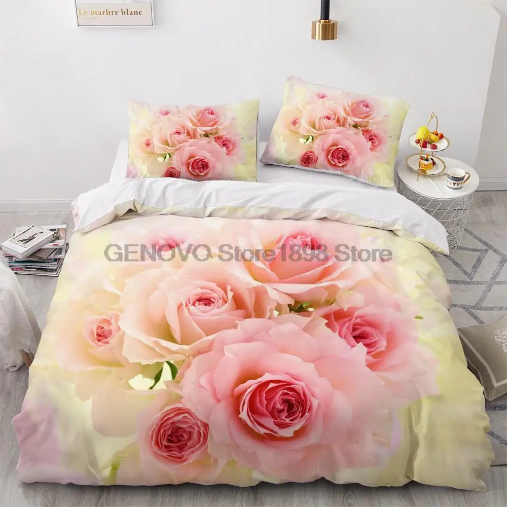

Simple Flower Bedding Duvet Cover Set 3d Digital Printing Bed Linen Colorful Bed Set Fashion Design Comforter Cover Bedding Sets