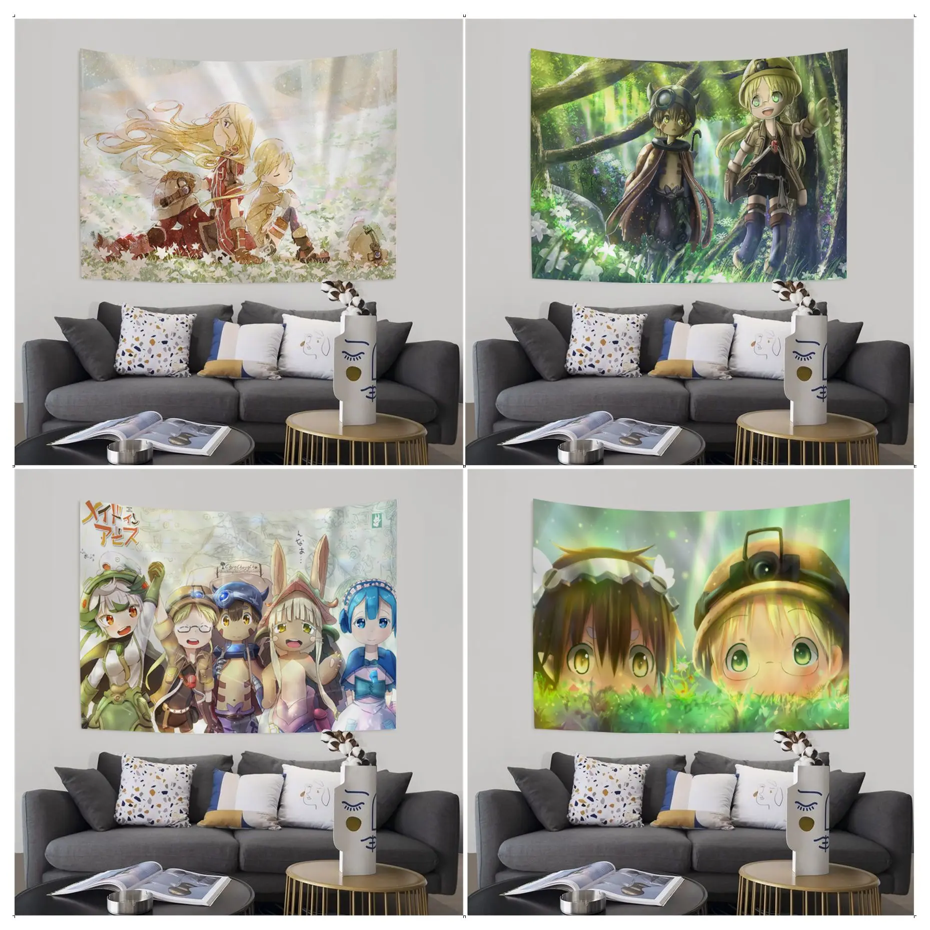 

Anime Made In Abyss Wall Tapestry Hippie Flower Wall Carpets Dorm Decor Wall Art Decor