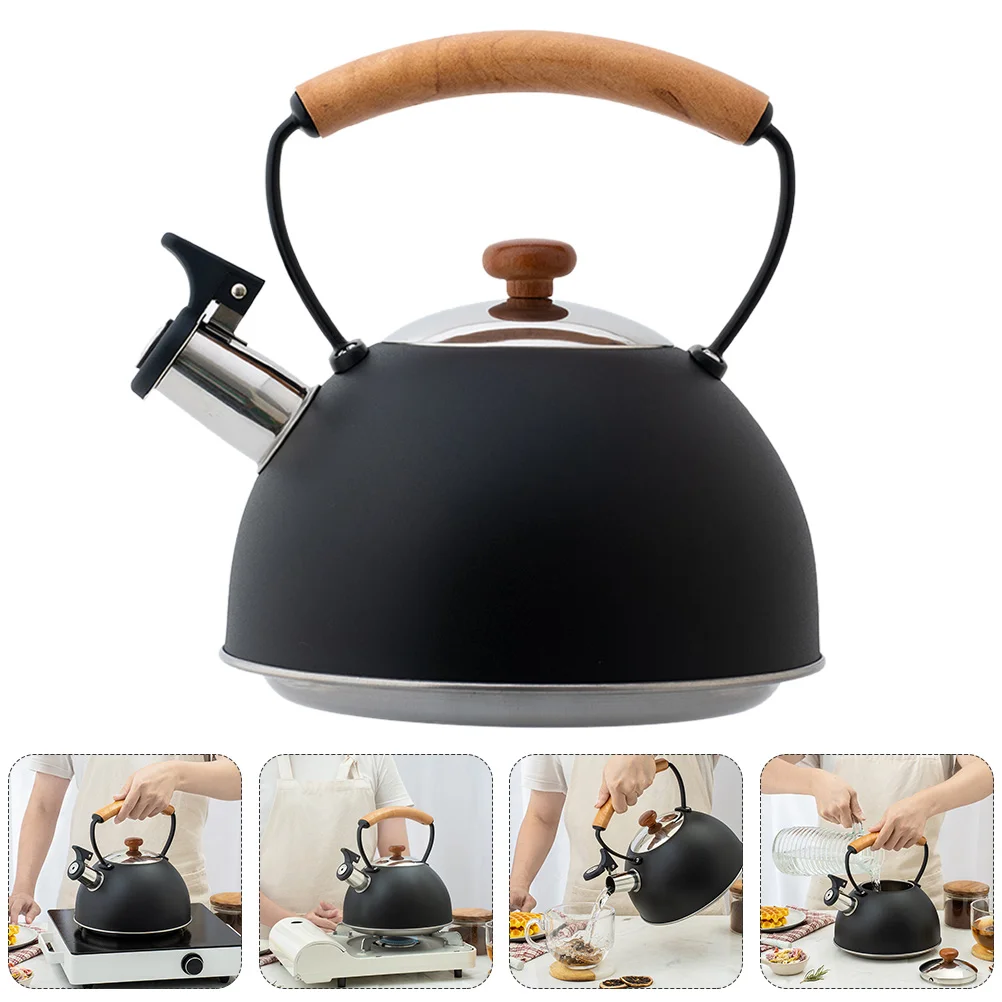

1 шт. прочный чайный чайник со свистком, чайный чайник со свистком для дома и офиса (черный)