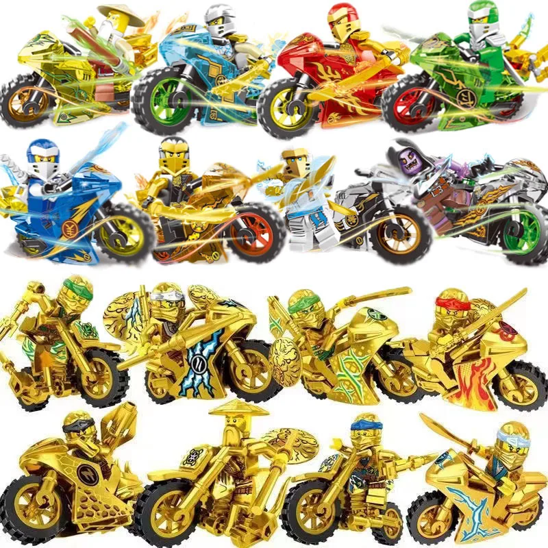 Фантом ниндзя строительные блоки золотые мотоциклетные фигурки пазлы для