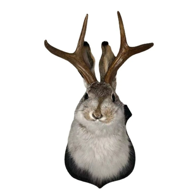 

Rabbit Wall Decor Handmade Resin Antlers Wall Sculpture Christmas Farmhouse 11XA