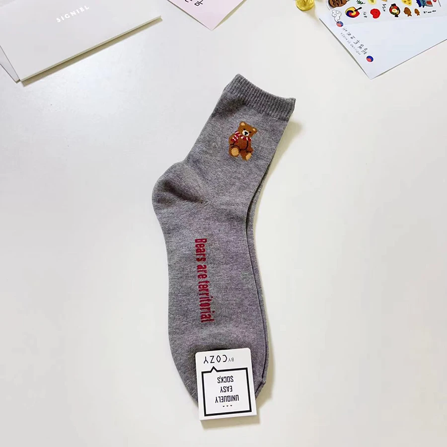 Качественные мужские носки с медведем и джентльменским дизайном из смеси хлопка