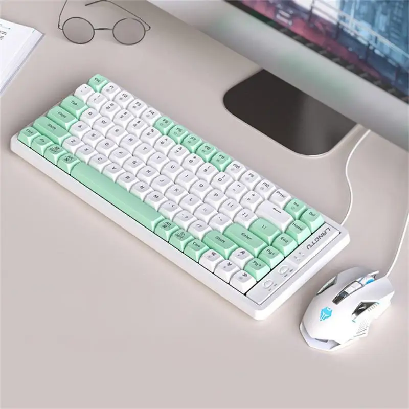 

Mechanical Keyboard Hot Plug Hot Swap Keyboard Wired Ergonomics Keyboard And Mouse Set Linear Red Axis Universal 102 Keys