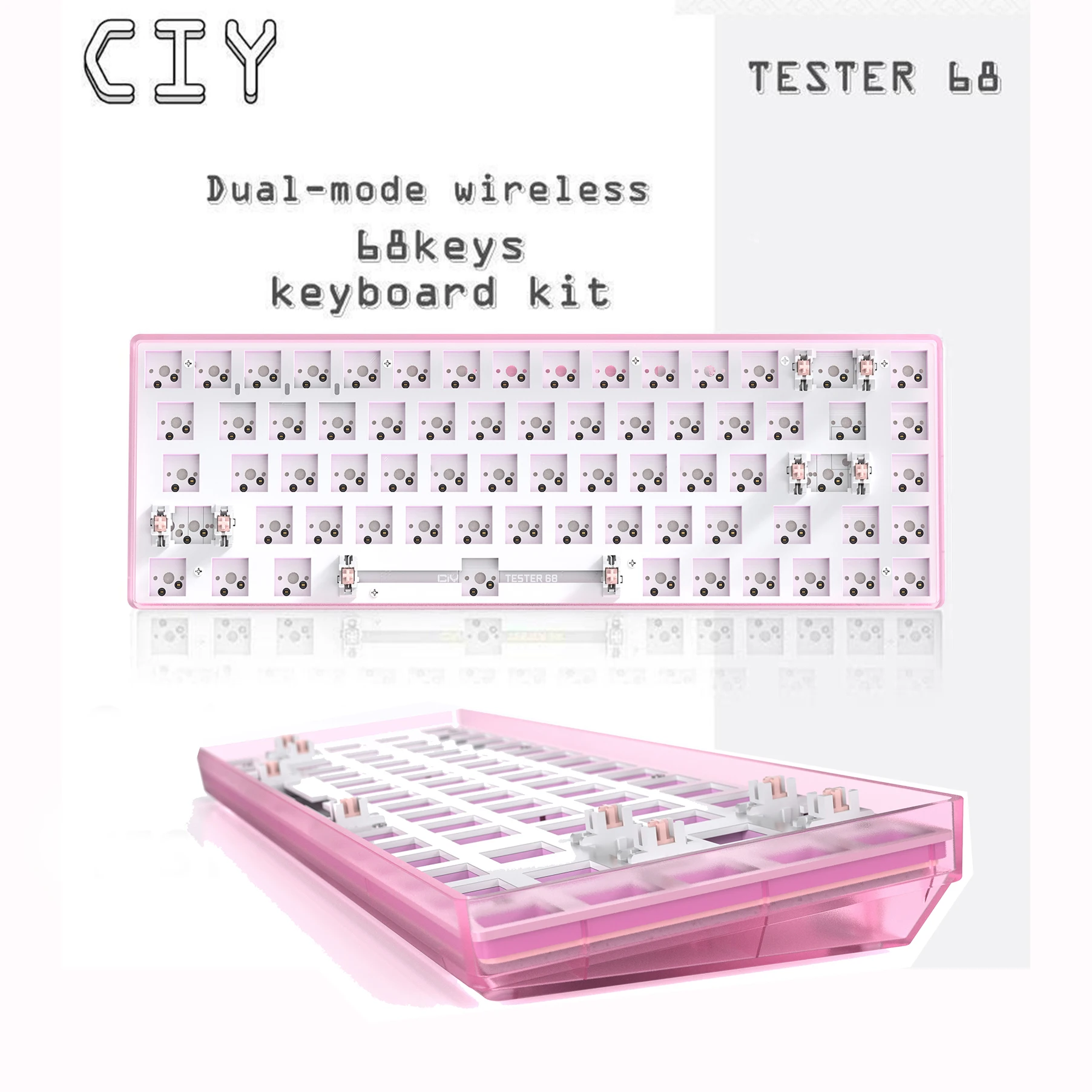 

TESTER 68Keys Hotswap DIY Customized Keyboard Kit girl keyboard bluetooth 2.4Ghz Compatiable Cherry Gateron Kailh 3/5 Pins Switc