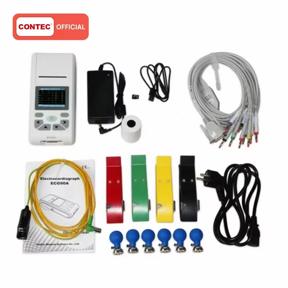 Фото Портативный цифровой электрокардиограф ECG90A с 12 каналами и сенсорным экраном, совместимый с ПО для ПК, для мониторинга ЭКГ №4