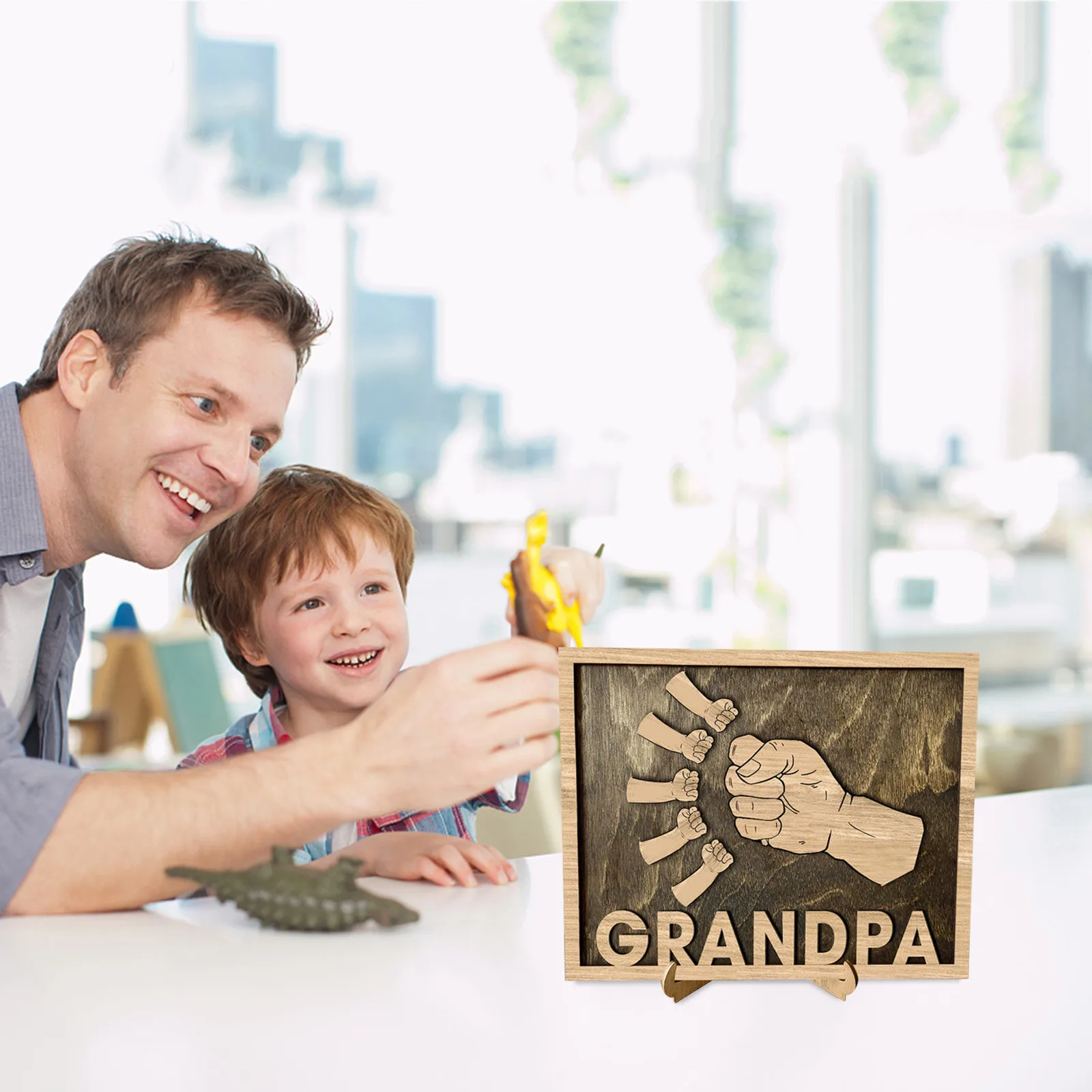 

DIY Spell You Name Love Grandpa Daddy Papa Hand Grandkids Personalized Wood Plaque Decor