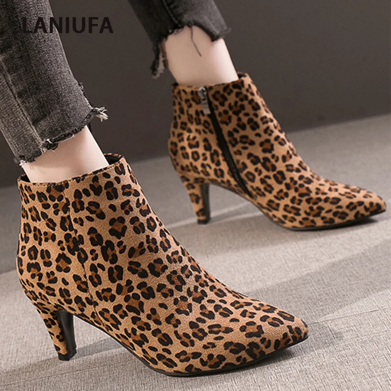 

Women Leopard Pointed Toe Pumps 2022 Spring New Sexy Chunky Sandals Designer Luxury Women Heels Shoes Dress Mujer Zapatos Female