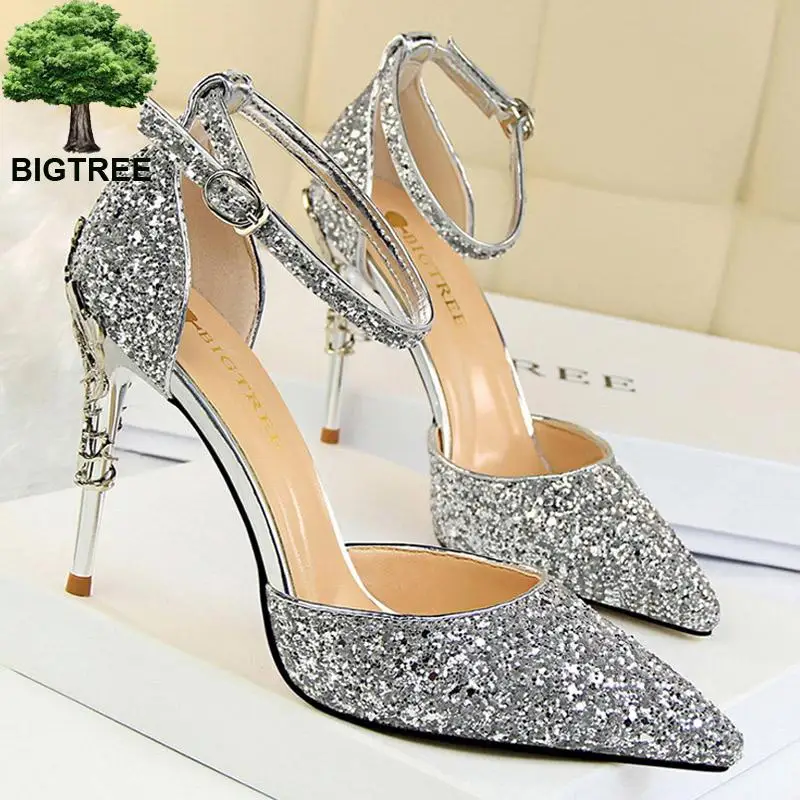 Туфли-лодочки Bigtree женские высокий каблук-шпилька блестящие