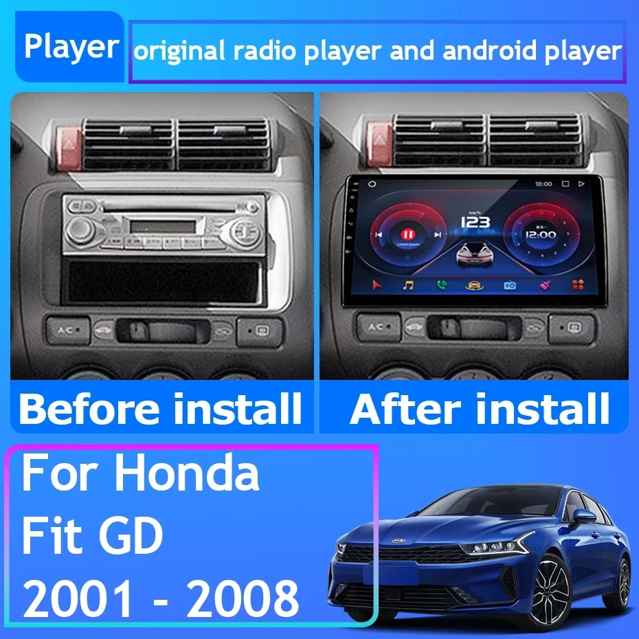 Фото Для Honda Fit Jazz City 2002-2007 Автомобильное радио Android 16 Carplay Навигация GPS Стерео головное устройство Android Auto без 2din DVD Wi-Fi 5G №2