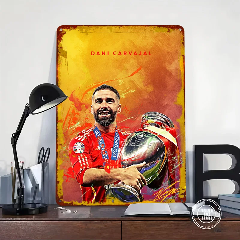 Фото Металлическая табличка Dani Carvajal: винтажный постер, ретро-декор для мужской комнаты, кофейни, бара №2